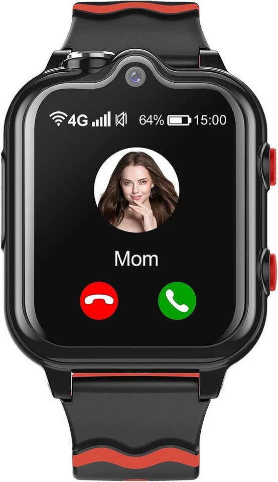 Krostming Smartwatch (1,69 Zoll, Android-Geräte, iOS-Geräte), Kinder mit GPS Telefon Uhr 4G WiFi Videoanruf SOS 2 Kameras 1000 mAh von Krostming