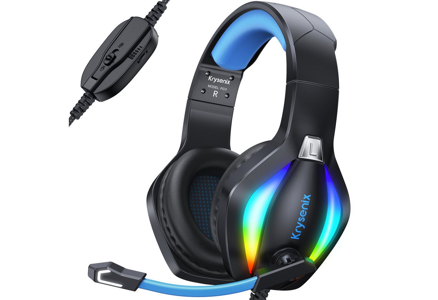 Krysenix PG1 für PS4/PS5/PC/Nintendo Switch/Xbox, mit Mikrofon Gaming-Headset (Geräuschunterdrückendes Headset mit 3.5mm Klinke) von Krysenix