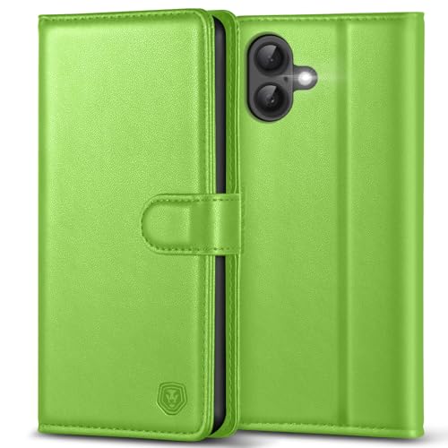 Handyhülle für iPhone 16 Hülle Premium PU Lederhülle iPhone 16 Case Klapphülle Brieftasche Stoßfest Cover [Kartenfach] [Ständer] [Magnetic] Handytasche Schutzhülle für iPhone 16 (6,1") - Grasgrün von Kuafcase