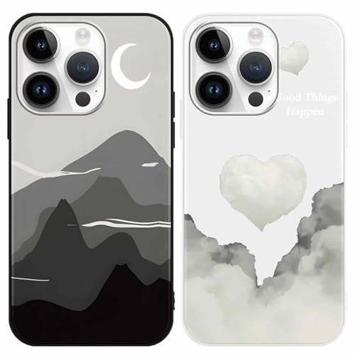 Kueqeay 2 Stück Handyhülle Matte für iPhone 15 Pro 6,1" Hülle, Aesthetic Heart Muster Design Schutzhülle Ultra Weich Silikon Dünn TPU Case Kratzfest Stoßfest Bumper Cover, 03 von Kueqeay