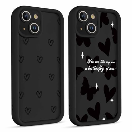 Kueqeay 2 Stück Handyhülle für iPhone 13 6,1” Hülle, Aesthetic Heart Muster Design Schutzhülle Matte Ultra Dünn TPU Weich Silikon Case Stoßfest Kratzfest Bumper Cover, 11 von Kueqeay