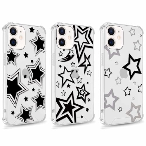 Kueqeay 3 Stück Handyhülle Durchsichtige für iPhone 11 6,1" Hülle, Aesthetic Stern Muster Schutzhülle Ultra Weich Silikon Dünn PC Rückseite Kratzfest Case Stoßfest Bumper Cover, 09 von Kueqeay