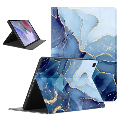 Kueqeay Hülle für Samsung Galaxy Tab A7 Lite 8,7 Zoll 2021 (SM-T220/T225), Aesthetic Marmor Motiv Design Dünn Leicht SchutzHülle mit Standfunktion TPU Rücken PU Leder Smart Folio Tablet Cover, Blau von Kueqeay