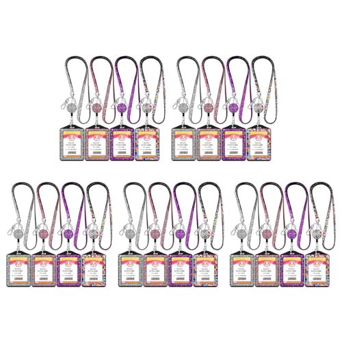 Kufughty 20 Sets Strass SchlüSselband ID Karten Halter Kristall Einziehbare Abzeichen Rolle Strass Halsband Karten Halter von Kufughty