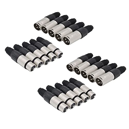 Kufughty 20 Stücke 3 Pin XLR LöT Typ Anschluss 5 MäNnlich + 5 Weiblich Stecker Kabel Anschluss Mikrofon Audio Buchse von Kufughty