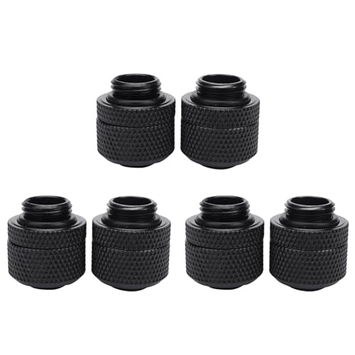 Kufughty 6 Stücke Wasser Kühlung Armaturen G1 / 4 Außen Gewinde Pagode für 9,5X12,7 mm Weich Computer Kühl System Stecker Schwarz von Kufughty