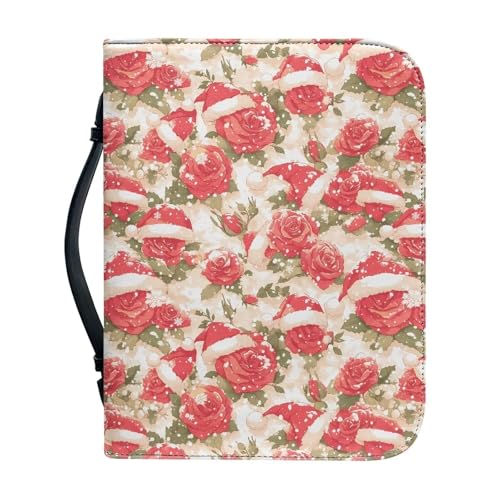 Kuiaobaty Bibeltasche mit Weihnachtsrosen-Druck, Rosen-Motiv, Felddruck, mit Reißverschluss, Buchumschläge für Taschenbücher, Schutzhülle für Damen und Herren von Kuiaobaty