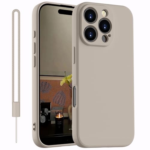 Kukiwhy für iPhone 16 Pro Hülle Silikon,Dünne mit Microfiber Hanyhülle für iPhone 16 Pro 5G aus flüssigem Silikon, Kratzfeste und stoßfeste Schutzhülle für iPhone 16 Pro Case 6.3''(2024) Titanium Grau von Kukiwhy