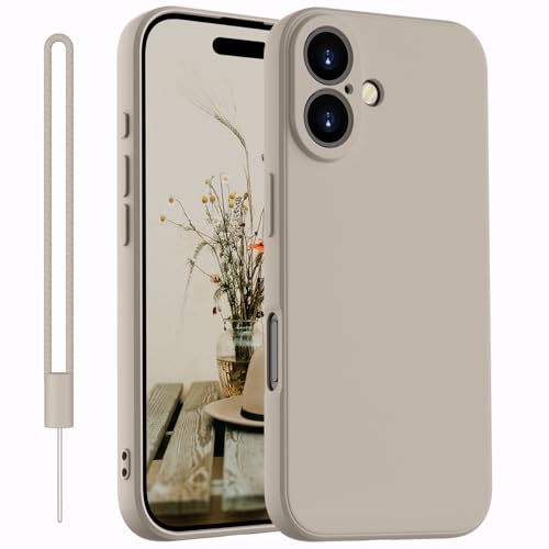 Kukiwhy für iPhone 16 Hülle Silikon Case,Dünne mit Microfiber Hanyhülle für iPhone 16 aus flüssigem Silikon, Kratzfeste und stoßfeste Schutzhülle für iPhone 16 6.1''(2024) Titanium Grau von Kukiwhy