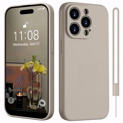 Kukiwhy Silikon Hülle für iPhone 14 Pro Max mit 1 Lanyard,Microfiber-Innenfutter Dünn Hanyhülle für iPhone 14 Pro Max 5G Case Rundumschutz Schutzhülle für iPhone 14 Pro Max 6.7'' Titanium Grau von Kukiwhy