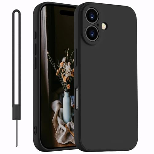 Kukiwhy für iPhone 16 Plus Hülle Silikon,Dünne mit Microfiber Hanyhülle für iPhone 16 Plus 5G aus flüssigem Silikon, Kratzfeste und stoßfeste Schutzhülle für iPhone 16 Plus Case 6.7''(2024) Schwarz von Kukiwhy