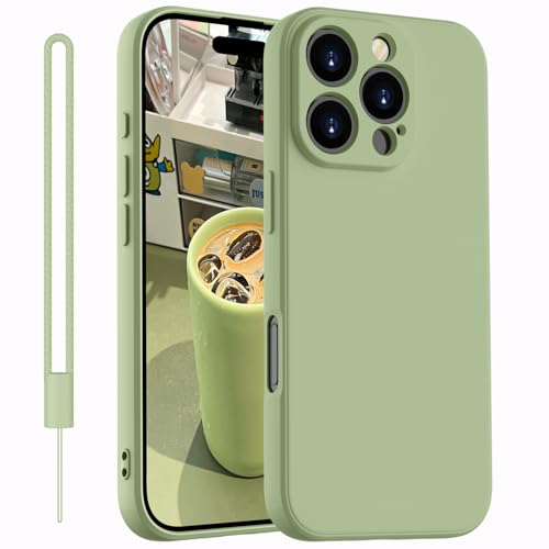 Kukiwhy für iPhone 16 Pro Hülle Silikon Case,Dünne mit Microfiber Hanyhülle für iPhone 16 Pro 5G aus flüssigem Silikon, Kratzfeste und stoßfeste Schutzhülle für iPhone 16 Pro 6.3''(2024) Matcha Grün von Kukiwhy