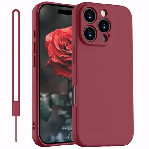 Kukiwhy für iPhone 16 Pro Hülle Silikon Case,Dünne mit Microfiber Hanyhülle für iPhone 16 Pro 5G aus flüssigem Silikon, Kratzfeste und stoßfeste Schutzhülle für iPhone 16 Pro Case 6.3''(2024) Rotwein von Kukiwhy