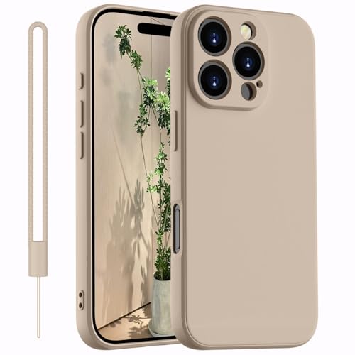 Kukiwhy für iPhone 16 Pro Hülle Silikon Case,Dünne mit Microfiber Hanyhülle für iPhone 16 Pro 5G aus flüssigem mit Kameraschutz,Kratzfeste und stoßfeste Schutzhülle für iPhone 16 Pro 6.3''(2024) Khaki von Kukiwhy