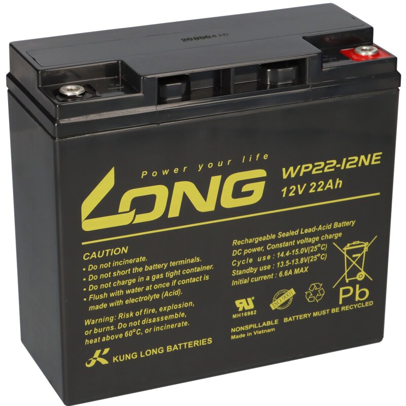 Kung Long Akku 12V 22Ah kompatibel Weidezäune WP22-12NE von KungLong