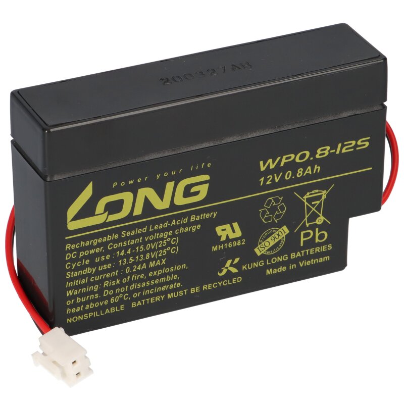 Kung Long WP0.8-12S 12V 0,8Ah JST Stecker AGM Blei Batterie von KungLong