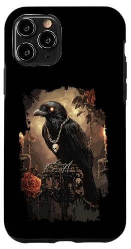 Hülle für iPhone 11 Pro Mystischer Rabe mit Totenkopf - Gothic von Kunstvolle Gothic Designs