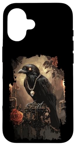 Hülle für iPhone 16 Mystischer Rabe mit Totenkopf - Gothic von Kunstvolle Gothic Designs