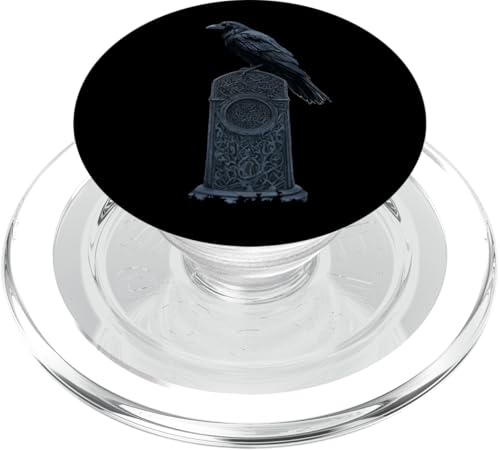 Schwarzer Rabe auf Grabstein - Gothic PopSockets PopGrip für MagSafe von Kunstvolle Gothic Designs