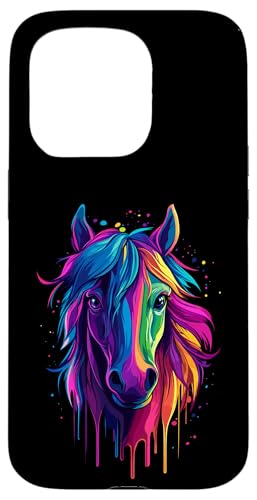 Hülle für iPhone 15 Pro Pop Art - farbenfrohes Pferd von Kunstvolle Pferd Designs