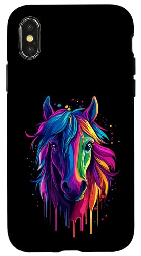 Hülle für iPhone X/XS Pop Art - farbenfrohes Pferd von Kunstvolle Pferd Designs