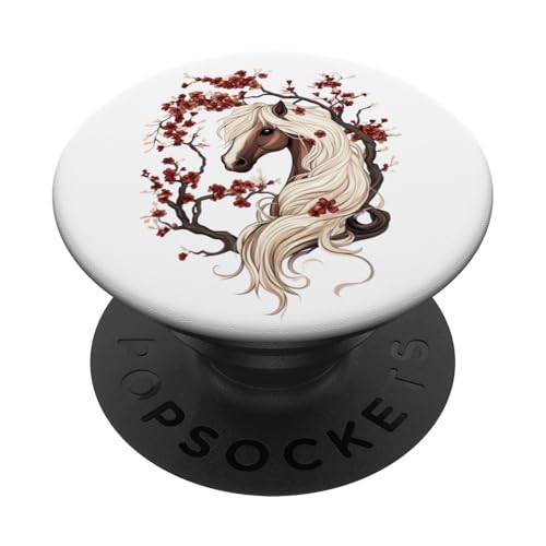 Kirschblüten - Aquarell Pferd PopSockets Klebender PopGrip von Kunstvolle Pferd Designs