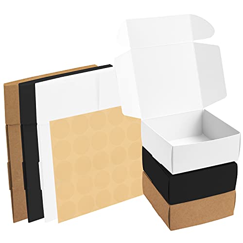 Kurtzy 50 Stk Geschenkboxen - 12 x 12 x 5cm - Braune, Weiße & Schwarze Pappschachteln mit Deckel Einfach Zusammenzubauen - Kleine Geschenkbox für Partys, Geburtstage, Hochzeiten & Festtage von Kurtzy