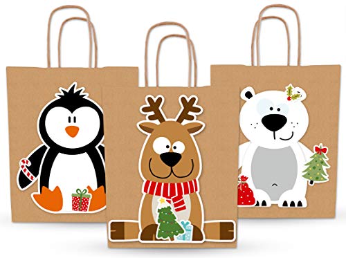 KuschelICH Geschenktüten Weihnachten X-Mas-Friends 12er Set Weihnachtstüten von KuschelICH