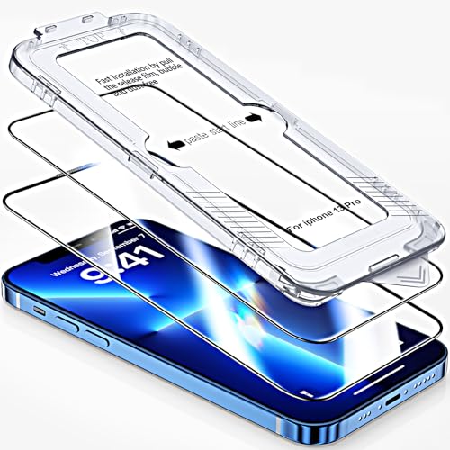 Kuteja Panzerglas Schutzfolie für iPhone 13 Pro [2 Stück], Automatische Installation Glas Folie, Anti-Kratzen, Ultra-klar Displayschutzfolie für iPhone 13 Pro [Kein Staub keine Blasen] von Kuteja