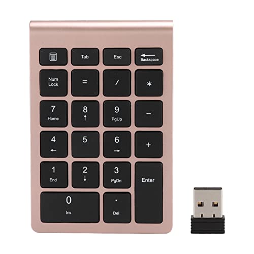 Kuuleyn RF304 Nummernblöcke mit 22 Tasten, numerische Tastatur, USB 2,4 G, Tastatur mit Empfänger für Laptop, PC, Desktop, Notebook (ORO rosa) von Kuuleyn