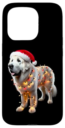 Hülle für iPhone 15 Pro Kuvasz Hund Weihnachtsmannmütze Weihnachtsbeleuchtung Besitzer Mama Papa Liebhaber von Kuvasz Dog Christmas Products