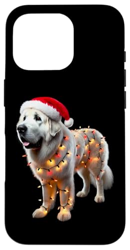 Hülle für iPhone 16 Pro Kuvasz Hund Weihnachtsmannmütze Weihnachtsbeleuchtung Besitzer Mama Papa Liebhaber von Kuvasz Dog Christmas Products