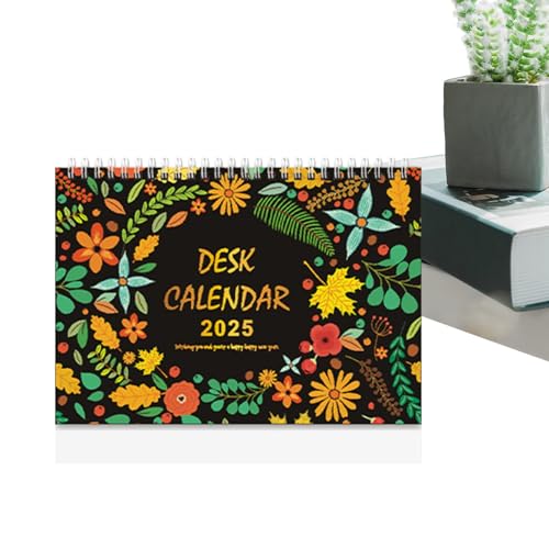 Kuxiptin Blumen-Tischkalender 2025,Blumen-Monats-Tischkalender 2025,Ästhetisches Schreibtischzubehör im Bauernhausstil | Kreativer Desktop-Kalender, Schreibtisch-Ornament, Desktop-Dekorationszubehör von Kuxiptin