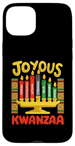 Hülle für iPhone 15 Plus Joyous Happy Kwanzaa Kinara Kerzen mit 7 Prinzipien Familie von Kwanzaa African American Pride Apparel