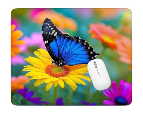 Mauspad Blau Mousepad Gaming Schmetterling Mauspad 420x350x3mm,Gaming Mouse Pad mit Wasserdicht und Rutschfester Gummi, Schreibtischunterlage für PC-Büro, Arbeit, Gaming,Studium,Laptop,Computer ZS-407 von Kzzggyym