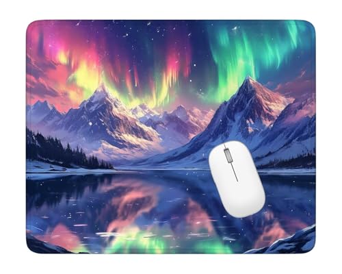 Mousepad Aurora Mauspad Blau Gaming Mauspad 260x210x3mm, Genähte Kanten Maus Pad, Verbessert Geschwindigkeit und Präzision, Leichtes Gleiten, Tragbar Mauspad,Gaming Zubehör,Geschenke für Männer ZS-340 von Kzzggyym