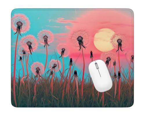 Mousepad Rosa Mauspad Löwenzahn Gaming Mauspad 360x300x3mm, Genähte Kanten Maus Pad,Verbessert Geschwindigkeit und Präzision,Leichtes Gleiten,Tragbar Mauspad,Gaming Zubehör,Geschenke für Männer ZS-196 von Kzzggyym