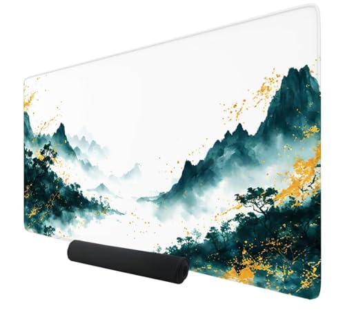 Weiß Mauspad XXL, 600x300x3mm Gaming Mauspad Grün, XXL Mousepad Groß mit rutschfeste Gummibasis, Mousepad Wasserdicht & rutschfest, Großer Erweiterter Schreibtischunterlage für Home Office K-56 von Kzzggyym