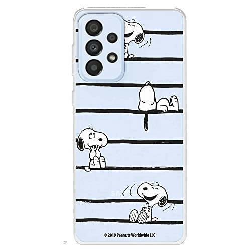 Schutzhülle für Samsung Galaxy A33 5G, offizielles Snoopy Peanuts, Snoopy Streifen, transparent, zum Schutz Ihres Handys, flexibles Silikon, offizielles Lizenzprodukt von Snoopy von LA CASA DE LAS CARCASAS