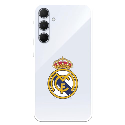 Schutzhülle für Samsung Galaxy A35 5G Real Madrid Wappen Real Madrid transparent zum Schutz Ihres Handys. Flexible Silikonschicht mit offizieller Lizenz von Real Madrid von LA CASA DE LAS CARCASAS