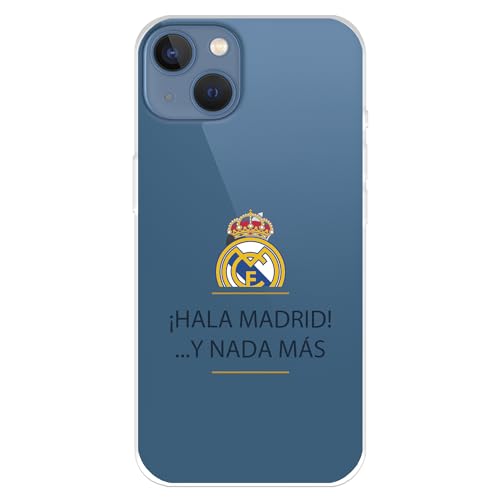 Schutzhülle für iPhone 13 von Real Madrid, transparent, zum Schutz Ihres Mobiltelefons. Flexible Silikonschicht mit offizieller Lizenz von Real Madrid von LA CASA DE LAS CARCASAS