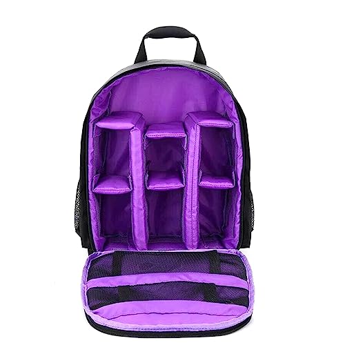 LABOIUF Multifunktionale wasserdichte DSLR-Kamera-Foto-Objektivsack-Rucksack Rucksack Große Kapazität Tragbare Reisen for Außendruckfotografie Kameratasche(Type 2-Purple) von LABOIUF