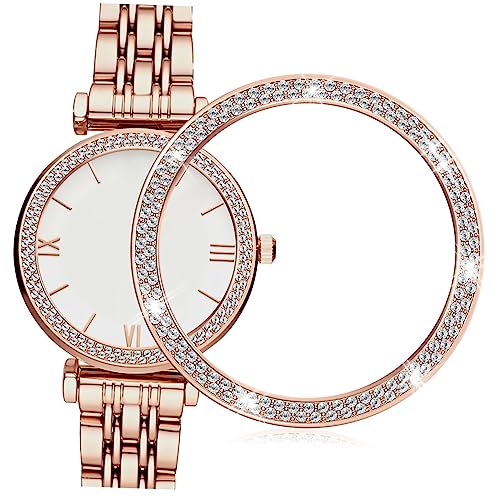 LABRIMP Uhrenschutzring Watch case uhrenetui tischgehäuse tischhusse hochstihl Uhrenzubehör Uhrenring Diamant-Uhrenschutz Uhr dekorative Abdeckung Uhrengehäuse aus Strass Rostfreier Stahl von LABRIMP