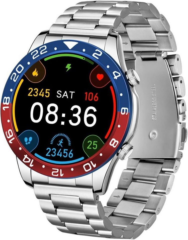 LACZ DENTON Rollstimi Herren Bluetooth, Anrufe tätigen Smartwatch (1.54 Zoll, Andriod iOS), mit 3,9 cm großem, IP68 wasserdicht, Fitness-Tracker, Herzfrequenz von LACZ DENTON