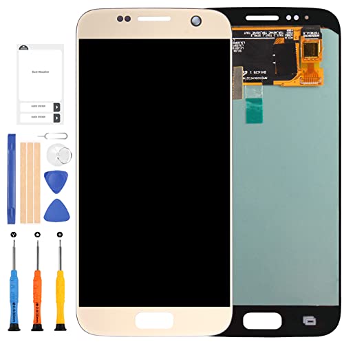 LADYSON OLED Ersatzdisplay für Samsung Galaxy S7 G930 G930F G930FD G930W8 5,1 Zoll LCD Display Touch Digitizer Montageset + Werkzeug (nicht Original und nicht für S7 Edge) (Gold) von LADYSON