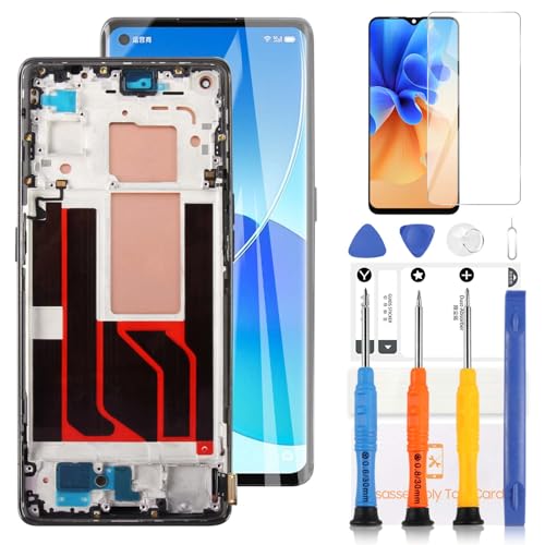 TFT-LCD-Bildschirm für Oppo Reno 6 PRO 5G PEPM00 CPH2249 6,55 Zoll LCD Display Touchscreen Digitizer Assembly Ersatzteil für Oppo Reno6 PRO 5G LCD Display mit Werkzeugen (Schwarz mit Rahmen) von LADYSON