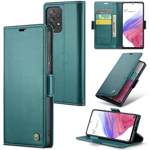 Handy-Klapphülle Brieftaschen-Hülle kompatibel mit Samsung Galaxy A53, mit Kartenhalter und RFID-blockierendem Leder-Geldbörsen-Magnetverschluss, langlebige, stoßfeste, kratzfeste Hülle for Samsung Ga von LAHDFKAJ