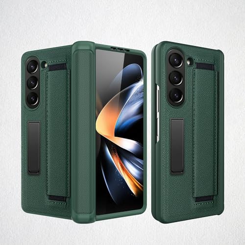 Handy-Klapphülle Compatible with Samsung Galaxy Z Fold 5, stoßfeste Lederhülle mit Armband, [Bildschirmschutz] Rundumschutz, unsichtbare Standabdeckung Compatible with Samsung Galaxy Z Fold 5 Hüllenab von LAHDFKAJ