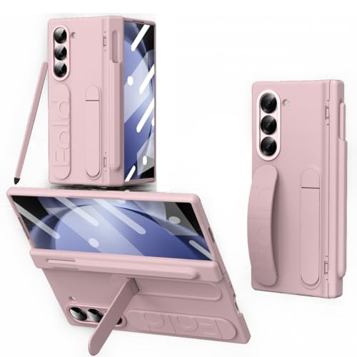 Handy-Klapphülle Kompatibel mit Samsung Galaxy Z Fold 5 Hülle mit S-Stifthalter und Scharnier, schützender und kratzfester Displayschutzhülle, stoßfeste Ganzkörper-Schutzhülle Hüllenabdeckung(Pink) von LAHDFKAJ