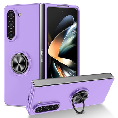 Handy-Klapphülle Kompatibel mit Samsung Galaxy Z Fold 5 Hülle mit drehbarem Ringständer, schlanke, stoßfeste Hartschale, Ganzkörper-Schutzhülle for Samsung Galaxy Z Fold 5 Hüllenabdeckung(Purple) von LAHDFKAJ